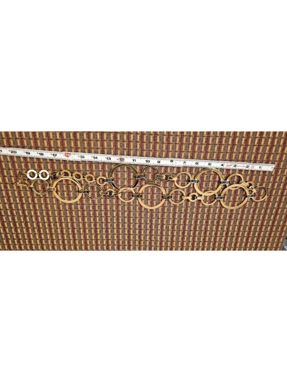 St. John Gold & Black Chain Link Belt With Logo Accents - 41 Inches Long